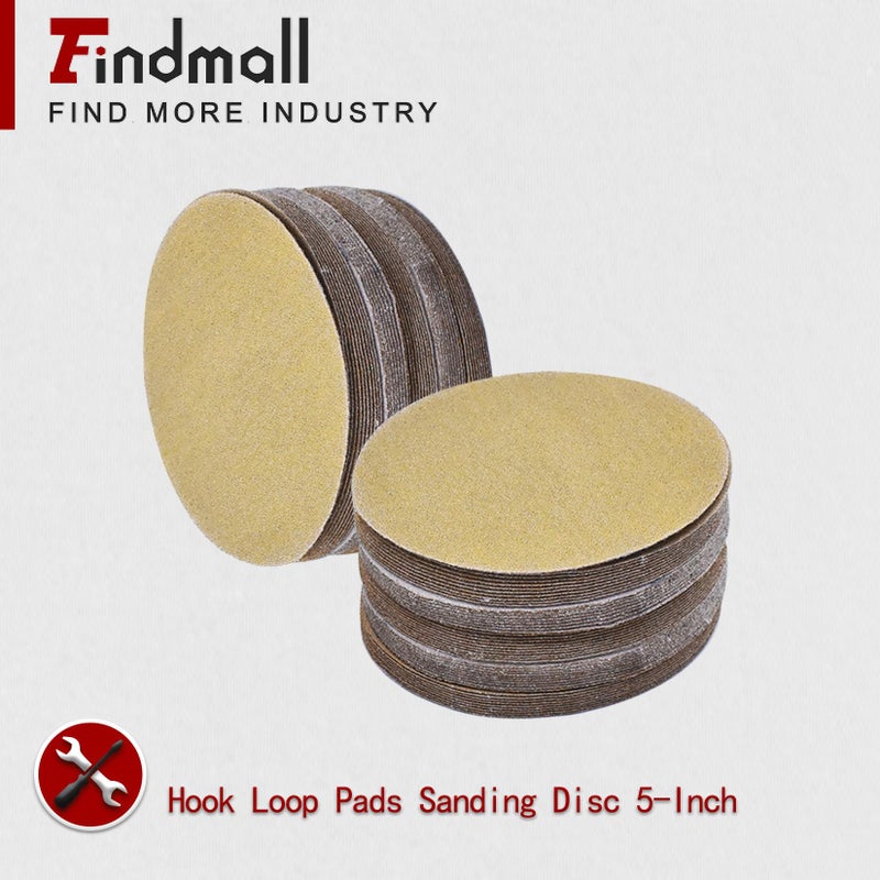 findmall Hook Loop Pads Sanding Disc 5-Inch NO-Hole 100Pcs Aluminum Oxide Round Flocking Sandpaper for Sanding Grinder Polishing Accessories (60 80 120 180 240 320) Grit (180grit) - Image 2